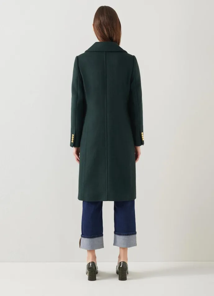 LKBennett Coats and Jackets Women Spencer Green Recycled WoolBlend Snaffle Detail Coat LKBennett Coats and Jackets Women Spencer Green Recycled WoolBlend Snaffle Detail Coat