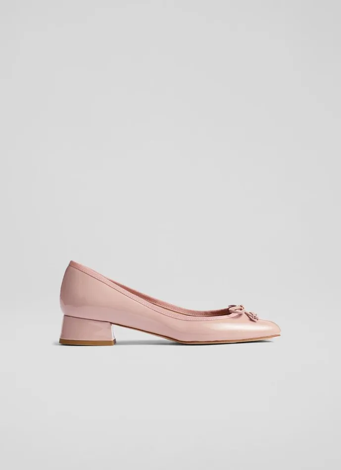 LKBennett Court Shoes Women Aurelie Pink Leather Grosgrain Ballerina Court Shoes