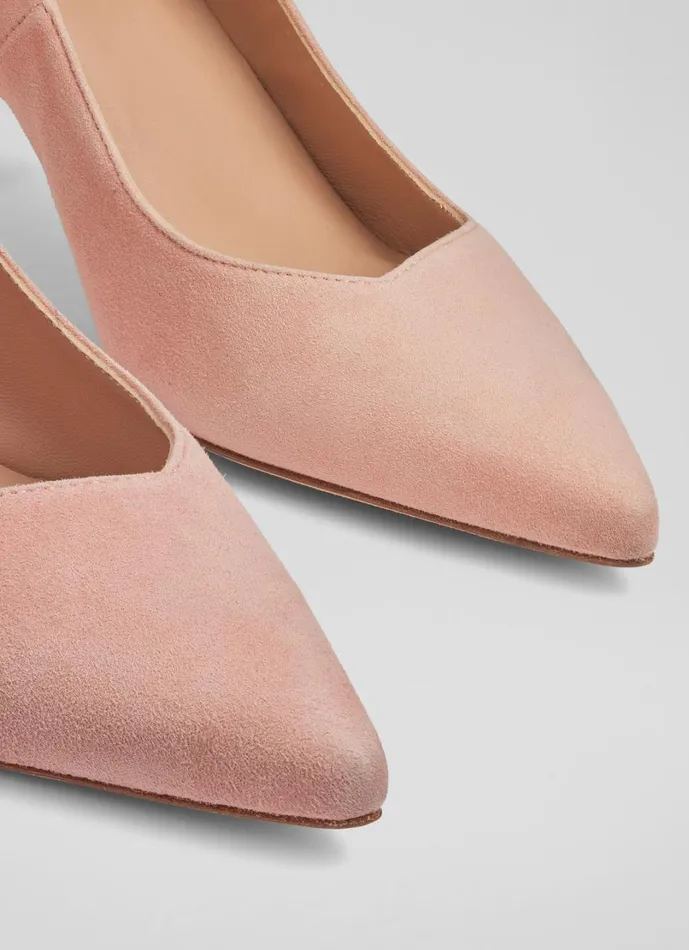 LKBennett Court Shoes Women Farah Pink Suede Asymmetric Kitten Heel Courts