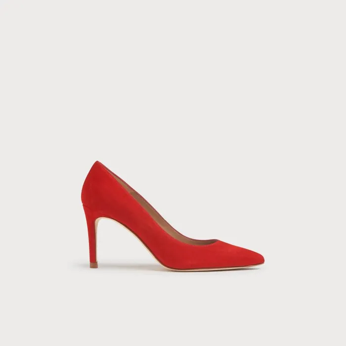 LKBennett Court Shoes Women Floret Scarlet Red Suede Pointed Toe Courts