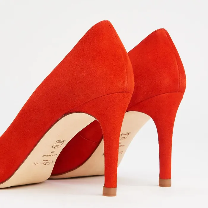 LKBennett Court Shoes Women Floret Scarlet Red Suede Pointed Toe Courts