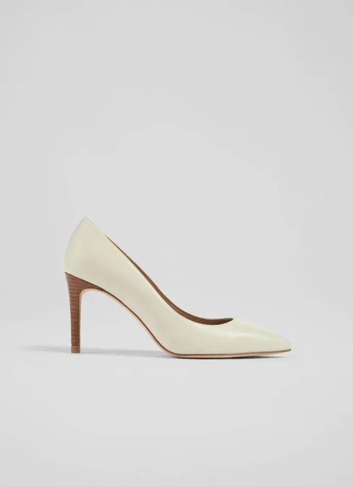 LKBennett Court Shoes Women Floret White Leather Pointed Toe Courts