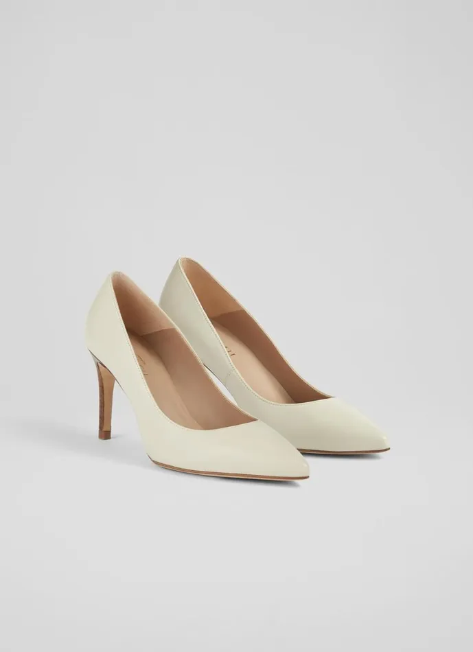 LKBennett Court Shoes Women Floret White Leather Pointed Toe Courts LKBennett Court Shoes Women Floret White Leather Pointed Toe Courts