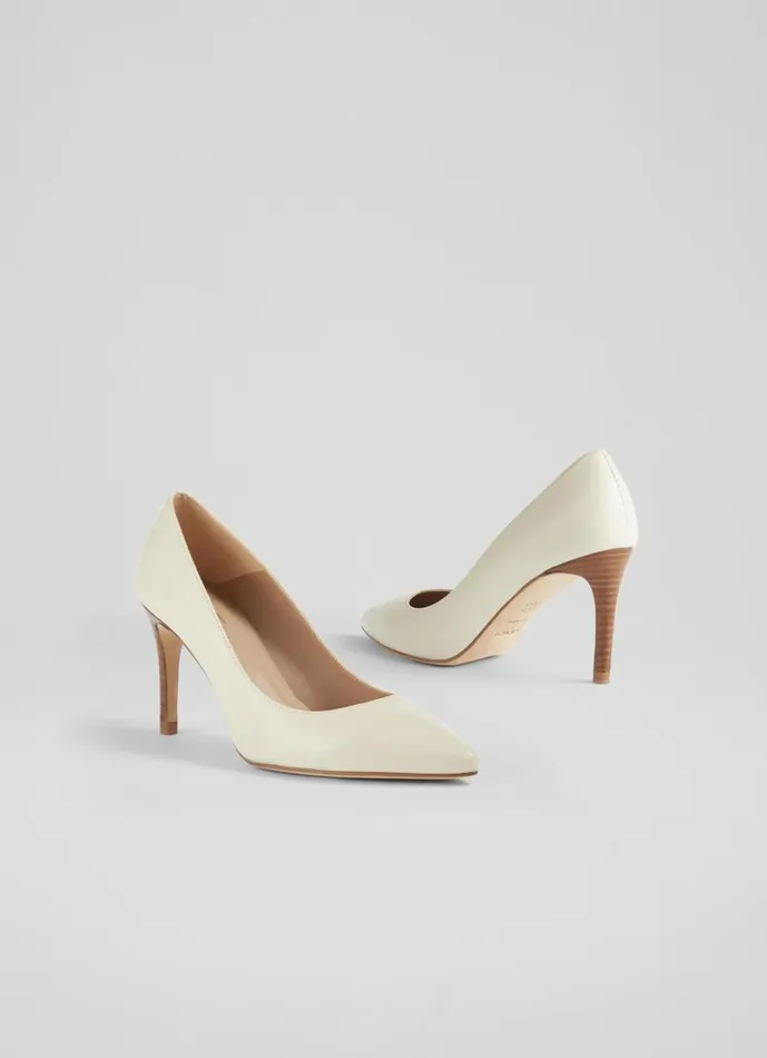 LKBennett Court Shoes Women Floret White Leather Pointed Toe Courts LKBennett Court Shoes Women Floret White Leather Pointed Toe Courts