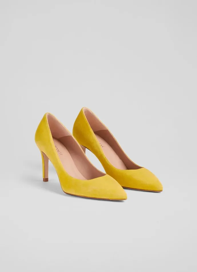 LKBennett Court Shoes Women Floret Yellow Suede Pointed Toe Courts LKBennett Court Shoes Women Floret Yellow Suede Pointed Toe Courts