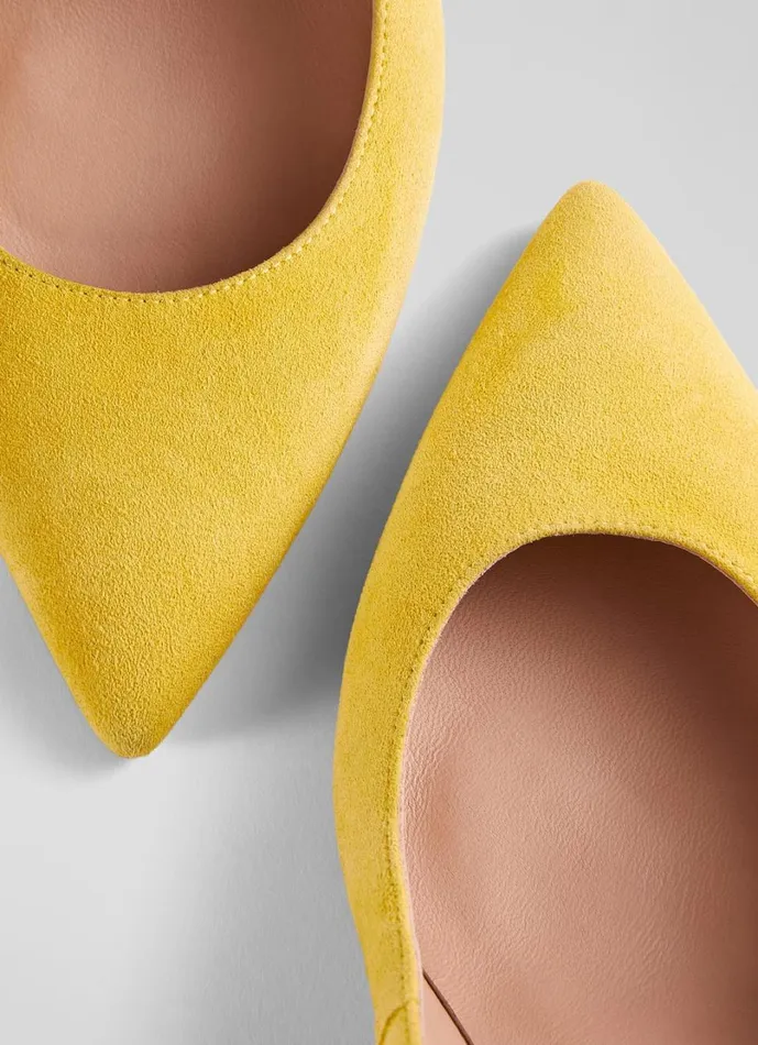 LKBennett Court Shoes Women Floret Yellow Suede Pointed Toe Courts LKBennett Court Shoes Women Floret Yellow Suede Pointed Toe Courts