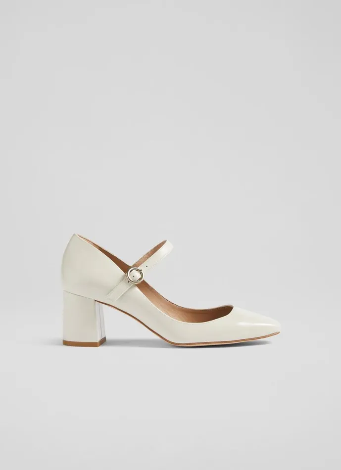 LKBennett Court Shoes Women Winter Cream Patent Leather Mary Janes