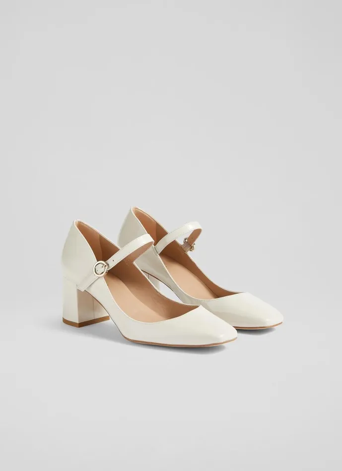 LKBennett Court Shoes Women Winter Cream Patent Leather Mary Janes