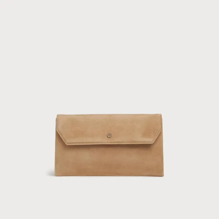 LKBennett CrossBody Bags Women Dora Beige Suede Envelope Clutch