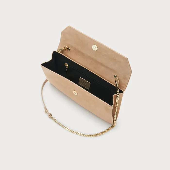 LKBennett CrossBody Bags Women Dora Beige Suede Envelope Clutch