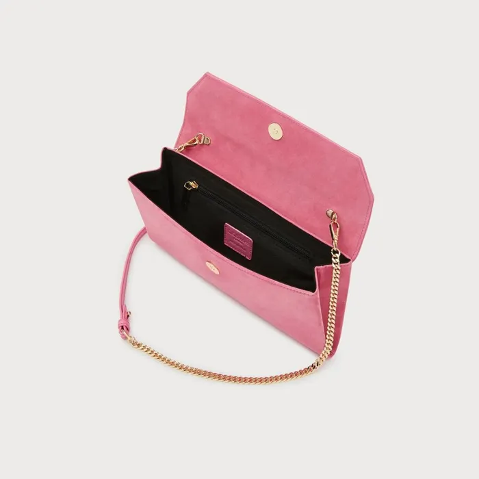 LKBennett CrossBody Bags Women Dora Pink Suede Envelope Clutch LKBennett CrossBody Bags Women Dora Pink Suede Envelope Clutch