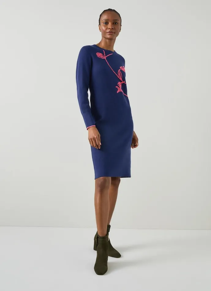 LKBennett Dresses Women Henry Floral Knit LENZING ECOVERO Viscose Jumper Dress LKBennett Dresses Women Henry Floral Knit LENZING ECOVERO Viscose Jumper Dress