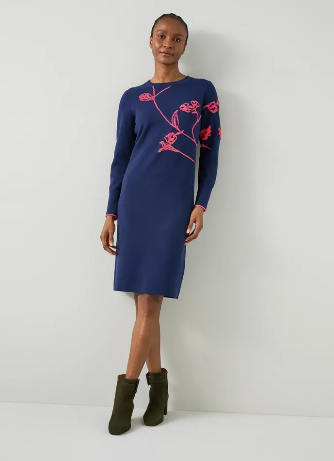 LKBennett Dresses Women Henry Floral Knit LENZING ECOVERO Viscose Jumper Dress LKBennett Dresses Women Henry Floral Knit LENZING ECOVERO Viscose Jumper Dress