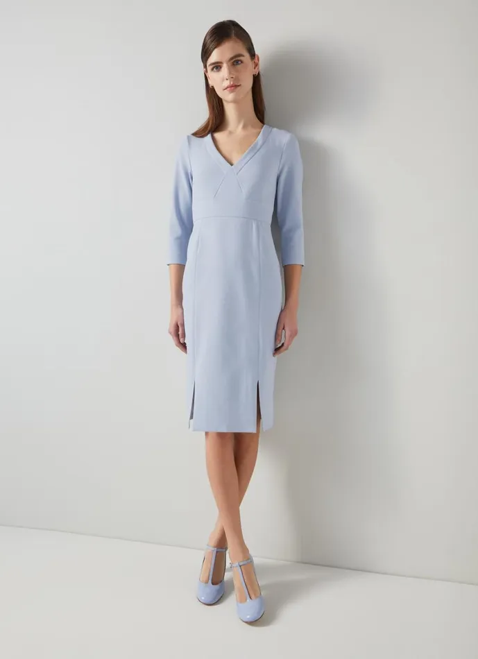 LKBennett Dresses Women Sky Blue Crepe Dress With Lenzing Ecovero Viscose