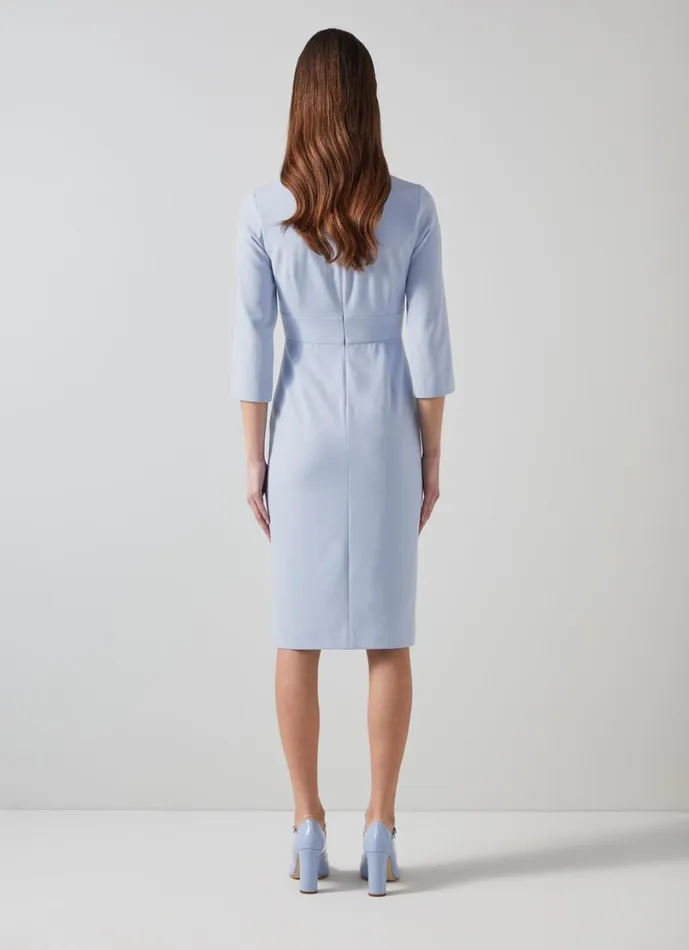 LKBennett Dresses Women Sky Blue Crepe Dress With Lenzing Ecovero Viscose LKBennett Dresses Women Sky Blue Crepe Dress With Lenzing Ecovero Viscose