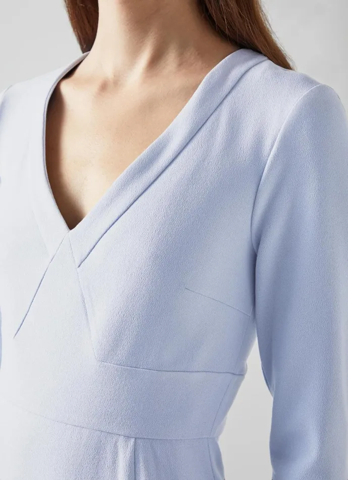 LKBennett Dresses Women Sky Blue Crepe Dress With Lenzing Ecovero Viscose LKBennett Dresses Women Sky Blue Crepe Dress With Lenzing Ecovero Viscose