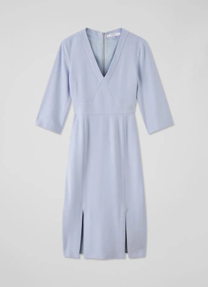 LKBennett Dresses Women Sky Blue Crepe Dress With Lenzing Ecovero Viscose LKBennett Dresses Women Sky Blue Crepe Dress With Lenzing Ecovero Viscose