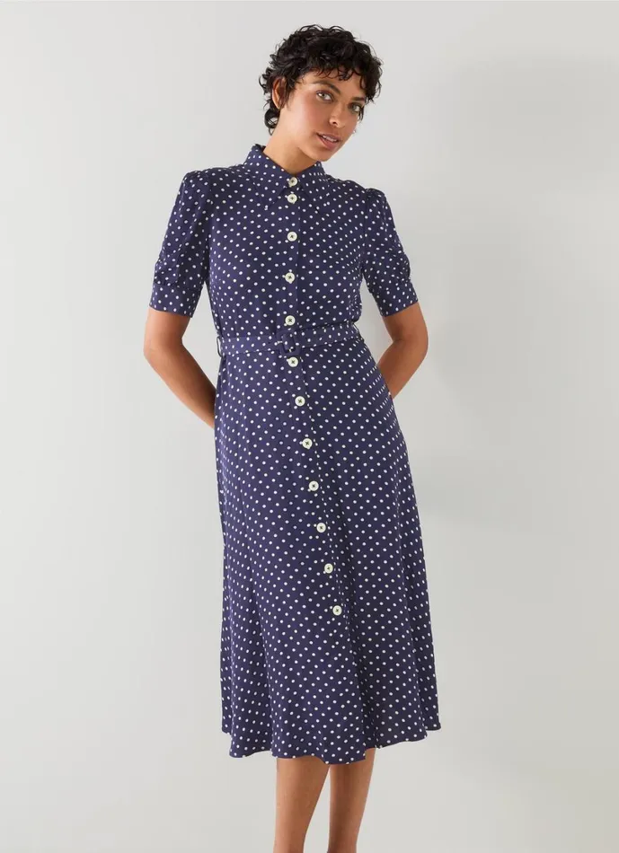 LKBennett Dresses Women Valerie Navy And Cream Shirt Dress LKBennett Dresses Women Valerie Navy And Cream Shirt Dress