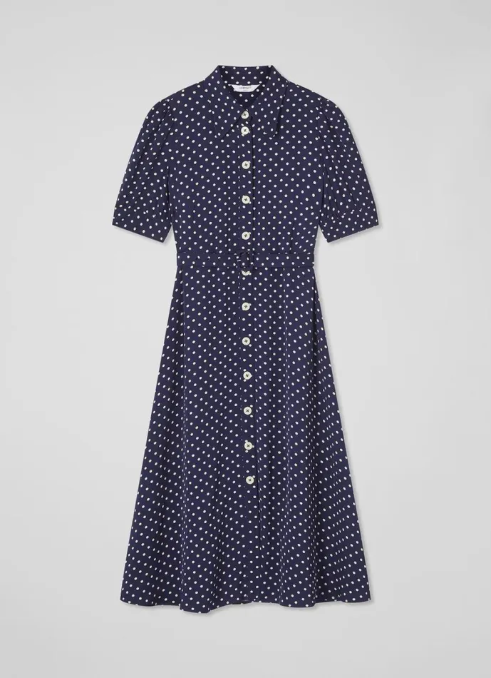 LKBennett Dresses Women Valerie Navy And Cream Shirt Dress LKBennett Dresses Women Valerie Navy And Cream Shirt Dress