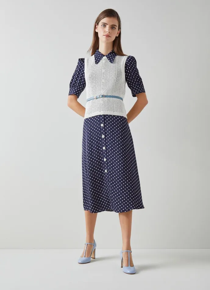 LKBennett Dresses Women Valerie Navy And Cream Shirt Dress LKBennett Dresses Women Valerie Navy And Cream Shirt Dress