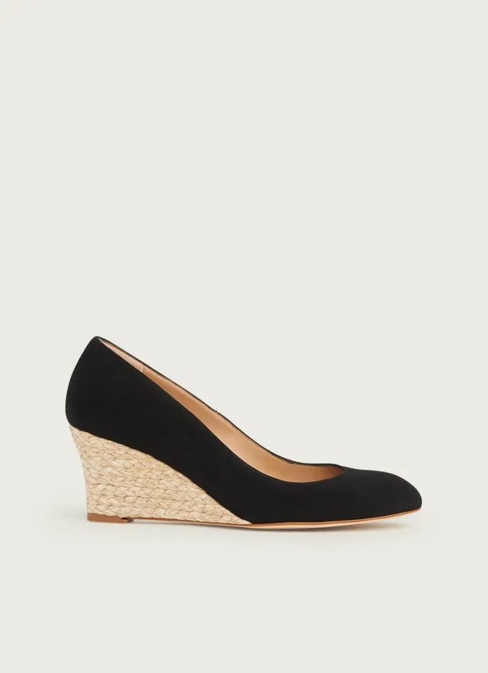 LKBennett Espadrilles Women Eevi Black Suede Espadrille Wedges