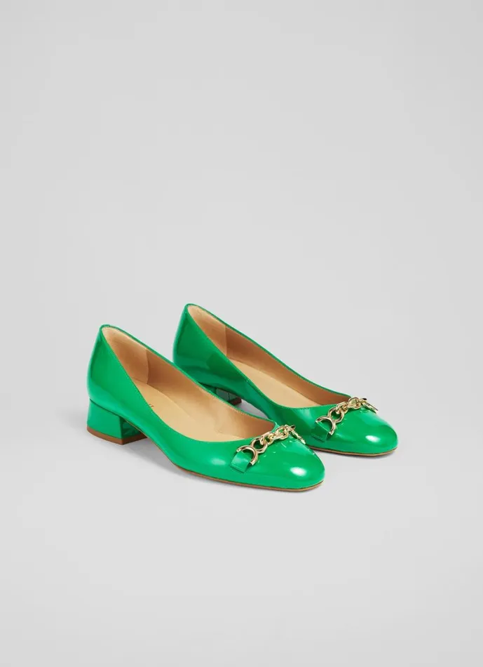LKBennett Flats Women Blakely Green Patent Snaffle Pumps LKBennett Flats Women Blakely Green Patent Snaffle Pumps