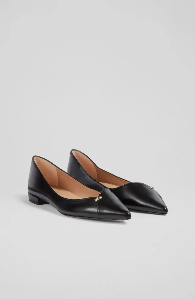 LKBennett Flats Women Cally Black Leather Flats LKBennett Flats Women Cally Black Leather Flats