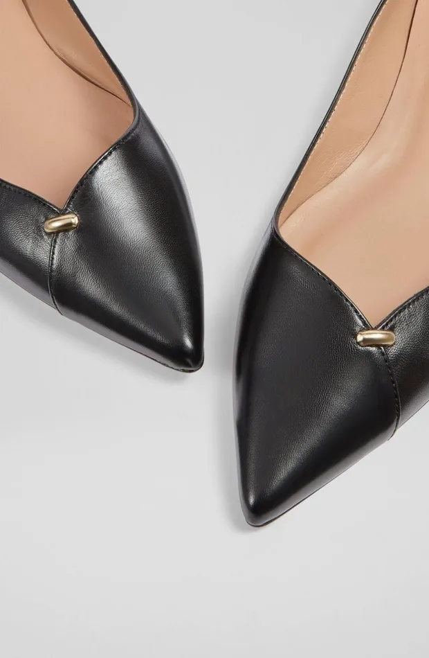 LKBennett Flats Women Cally Black Leather Flats LKBennett Flats Women Cally Black Leather Flats