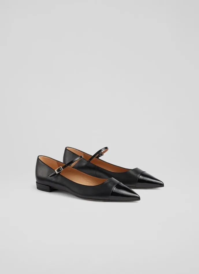 LKBennett Flats Women Monty Black Leather Mary Jane Pumps LKBennett Flats Women Monty Black Leather Mary Jane Pumps