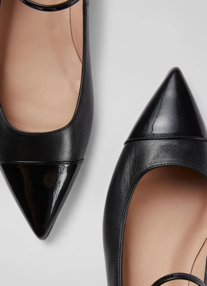 LKBennett Flats Women Monty Black Leather Mary Jane Pumps LKBennett Flats Women Monty Black Leather Mary Jane Pumps