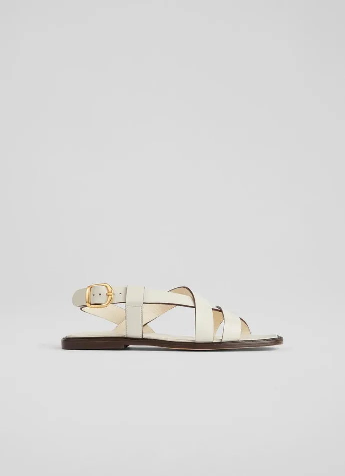 LKBennett Flats Women Telma White Leather Flat Sandals