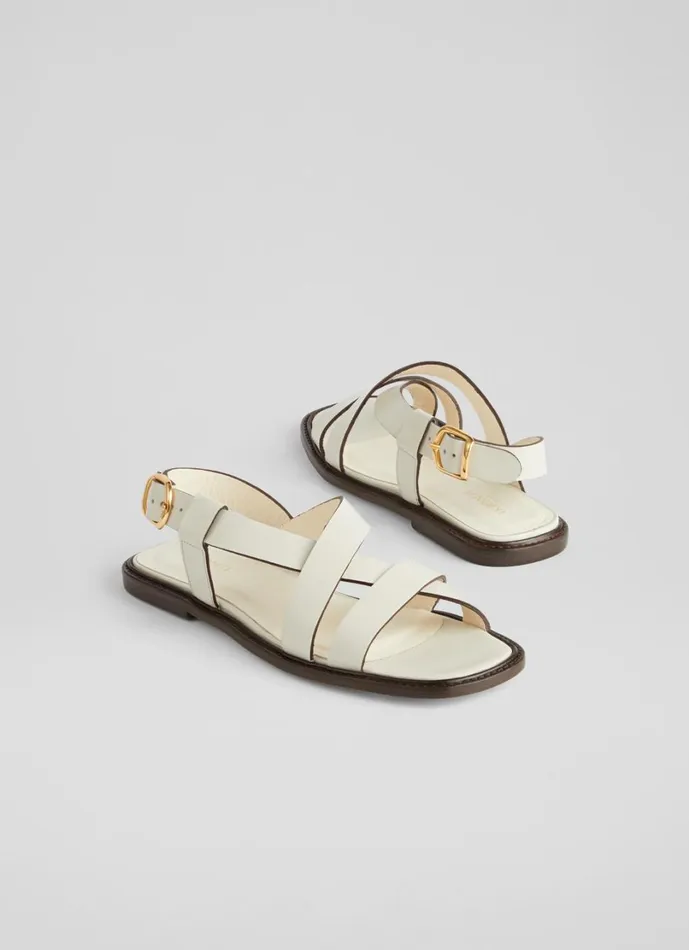 LKBennett Flats Women Telma White Leather Flat Sandals LKBennett Flats Women Telma White Leather Flat Sandals