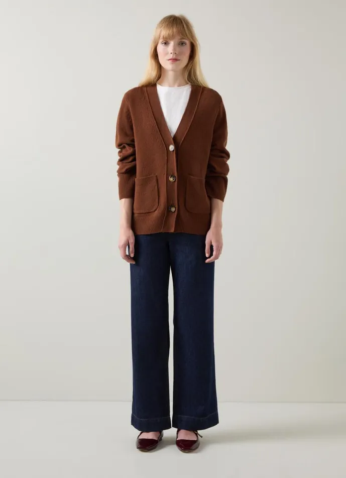LKBennett Knitwear Women Carine Chocolate Wool Cardigan