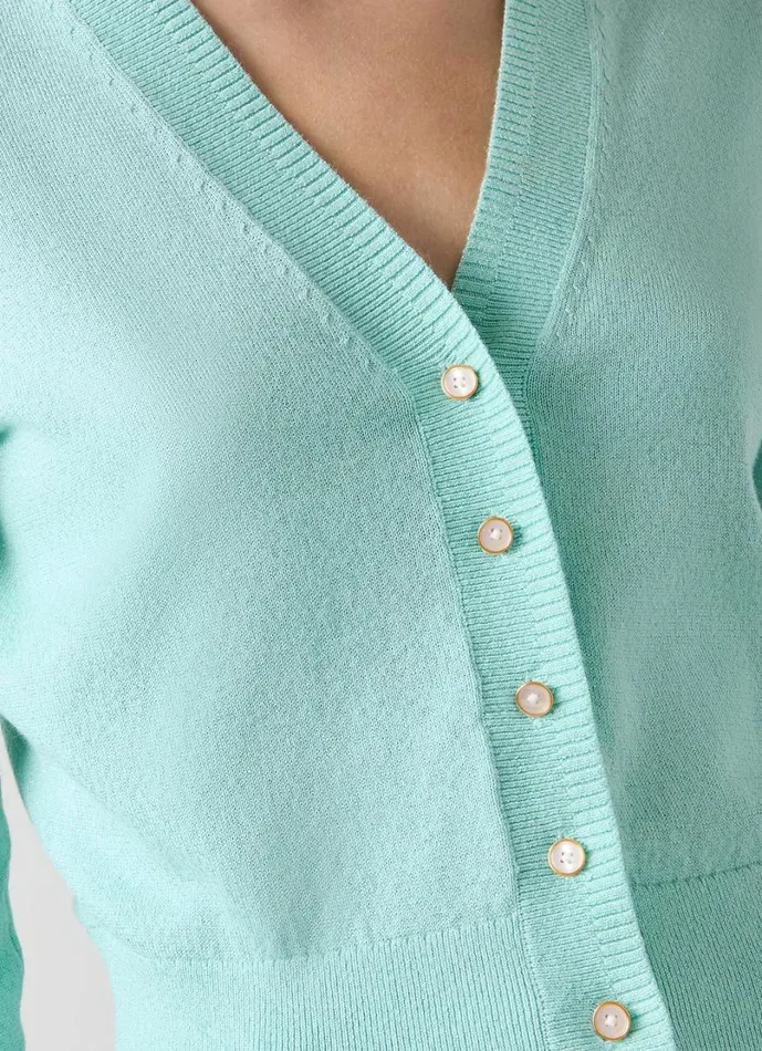 LKBennett Knitwear Women Coco Green And Silver Cardigan LKBennett Knitwear Women Coco Green And Silver Cardigan