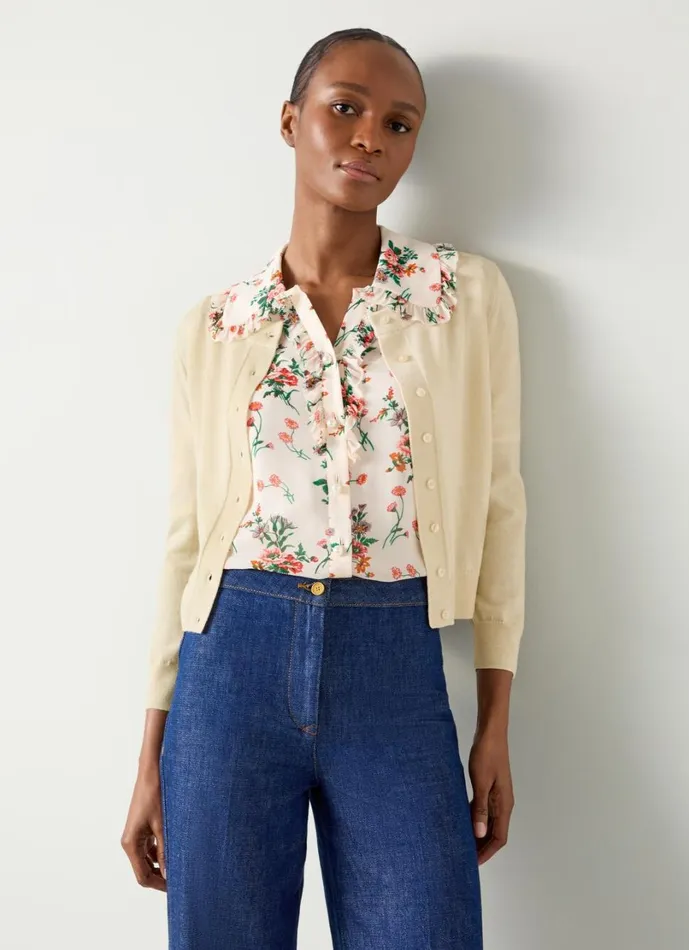 LKBennett Knitwear Women Connie Ivory Wide Placket Cardigan