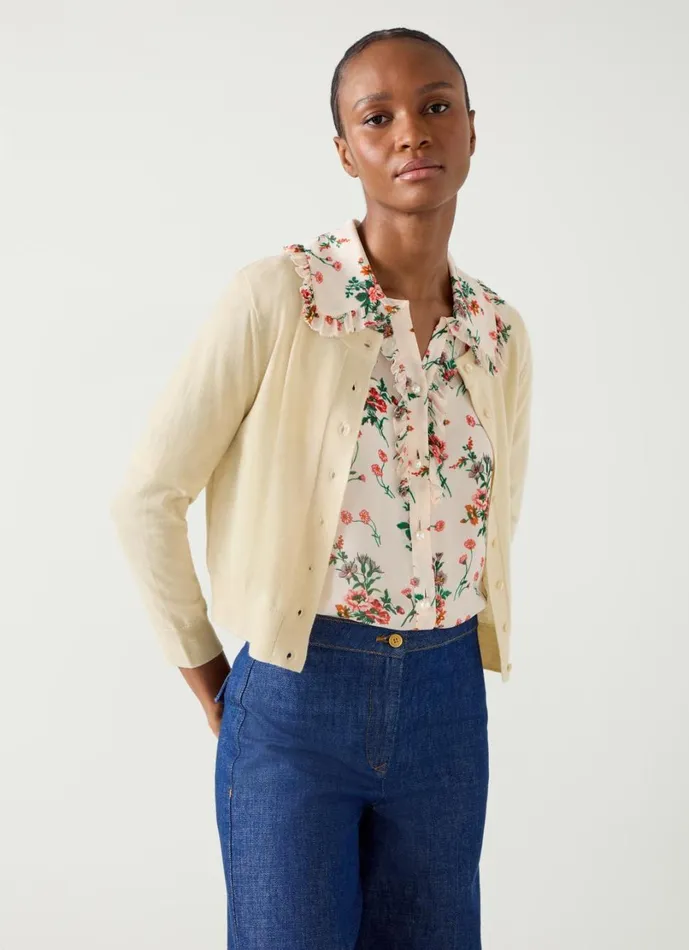 LKBennett Knitwear Women Connie Ivory Wide Placket Cardigan