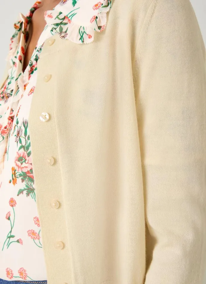 LKBennett Knitwear Women Connie Ivory Wide Placket Cardigan