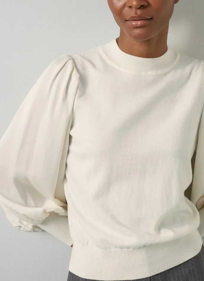 LKBennett Knitwear Women Erica Ivory Mixed Media Knitted Top