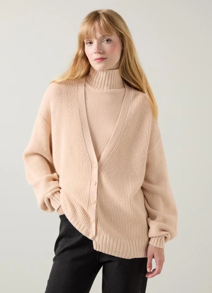 LKBennett Knitwear Women Frances Camel Longline Recycled Nylon Fisherman Rib Cardigan LKBennett Knitwear Women Frances Camel Longline Recycled Nylon Fisherman Rib Cardigan