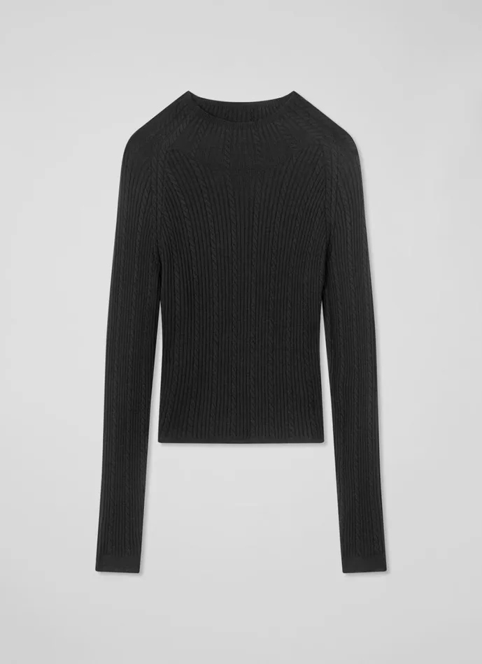 LKBennett Knitwear Women West Black Cable Stitch Sweater LKBennett Knitwear Women West Black Cable Stitch Sweater