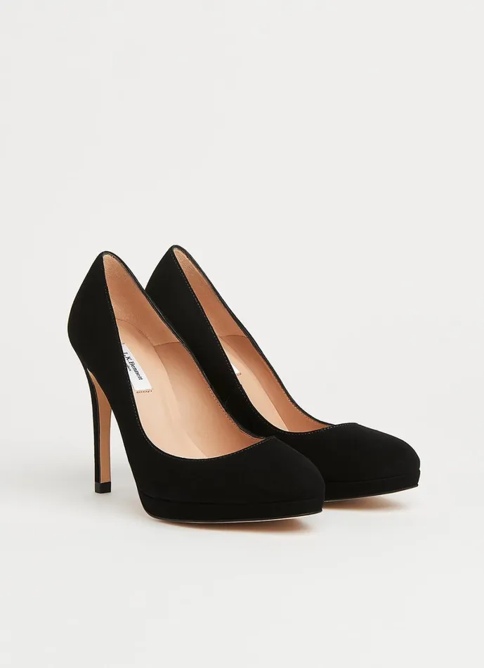 LKBennett Platforms Women Sledge Black Suede Platform Courts