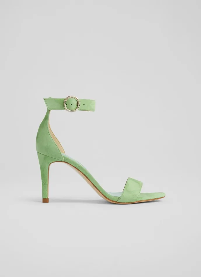 LKBennett Sandals Women Ivy Green Suede Single Strap Sandals