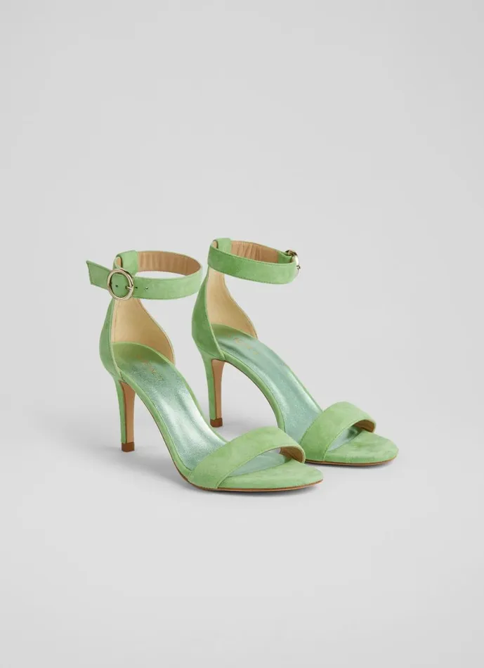 LKBennett Sandals Women Ivy Green Suede Single Strap Sandals LKBennett Sandals Women Ivy Green Suede Single Strap Sandals