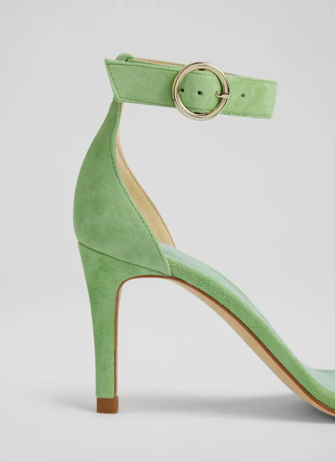 LKBennett Sandals Women Ivy Green Suede Single Strap Sandals LKBennett Sandals Women Ivy Green Suede Single Strap Sandals