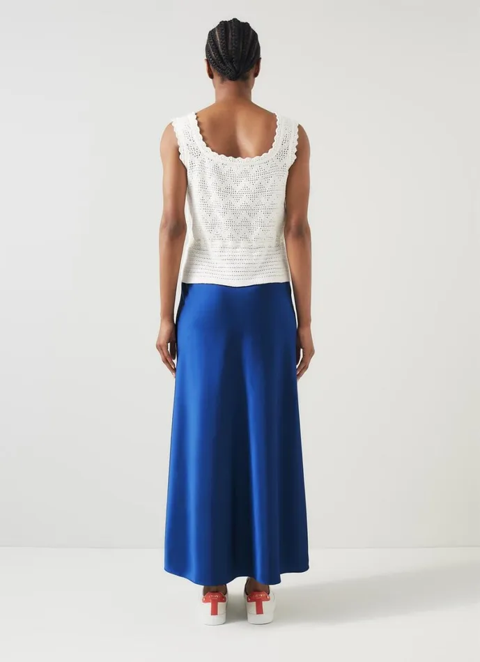 LKBennett Skirts Women Lucan Mazarine Blue Bias Satin Maxi Skirt