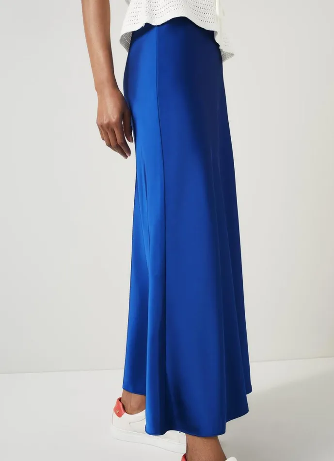 LKBennett Skirts Women Lucan Mazarine Blue Bias Satin Maxi Skirt