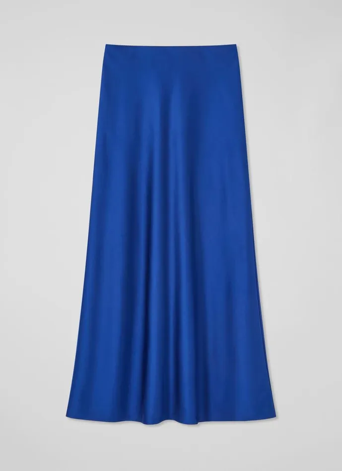 LKBennett Skirts Women Lucan Mazarine Blue Bias Satin Maxi Skirt