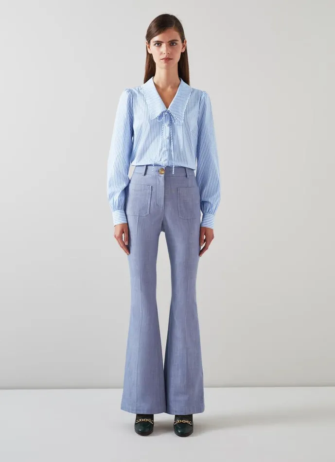 LKBennett Tops Women Beecham Blue And White Stripe CottonRich Blouse LKBennett Tops Women Beecham Blue And White Stripe CottonRich Blouse