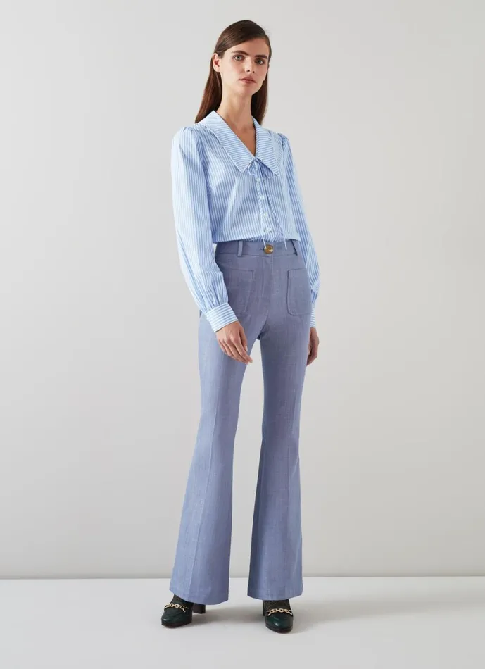 LKBennett Tops Women Beecham Blue And White Stripe CottonRich Blouse LKBennett Tops Women Beecham Blue And White Stripe CottonRich Blouse