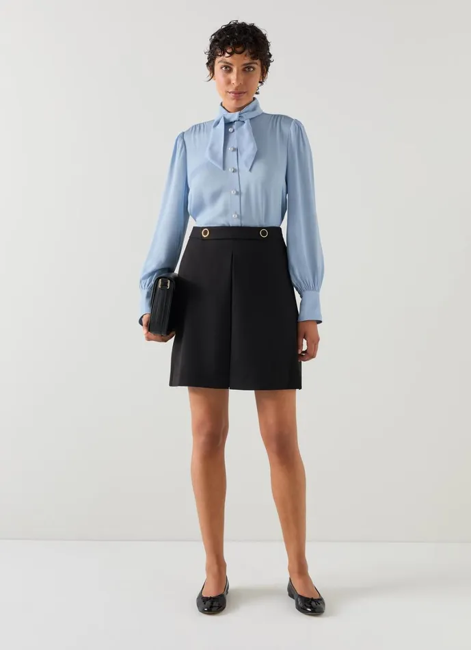LKBennett Tops Women Hall Pale Blue TieNeck Blouse